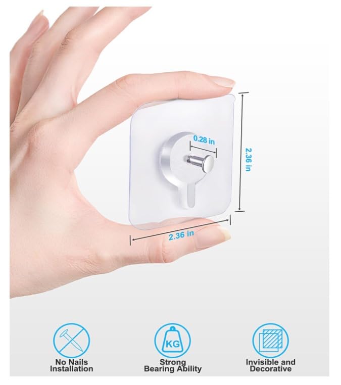 Alvinos Clear Waterproof Adhesive Wall Hooks