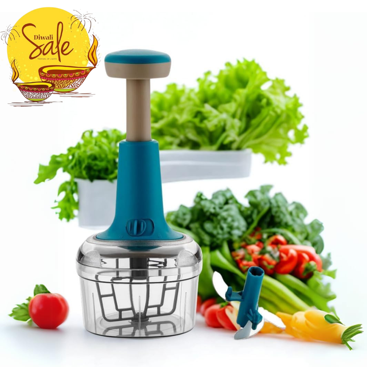 Hand Press Chopper with 3 Stainless Steel Blades & Anti-Slip Handle - 700ML
